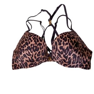 Victoria's Secret Leopard Print Bra with Black Straps